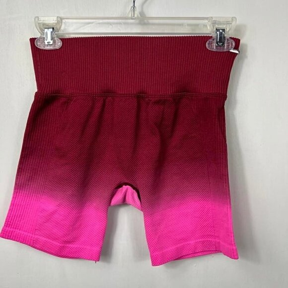 Pink Active compression textured bike shorts. Maroon and pink.  Size S - Picture 5 of 8